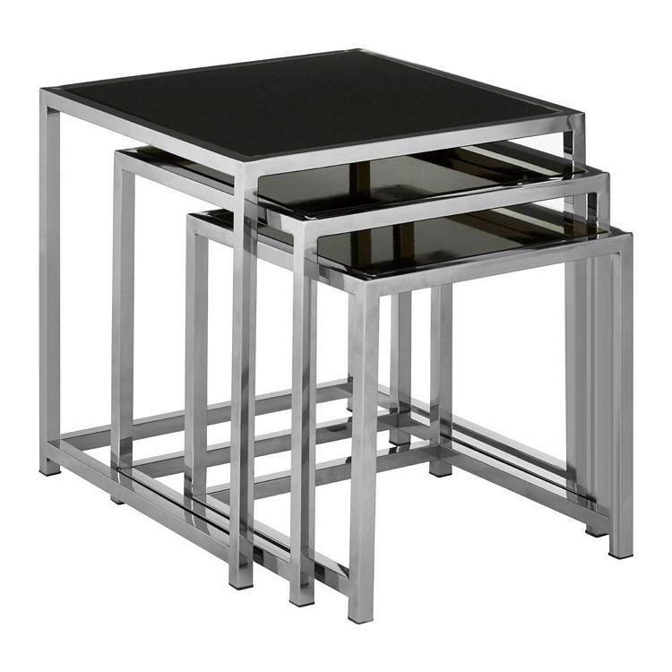 Black glass store nesting tables